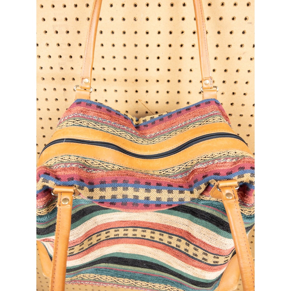 Vintage LL Bean 70s Woven Tapestry Luggage Set Striped Garment Bag, Carry-On - Picture 7 of 16